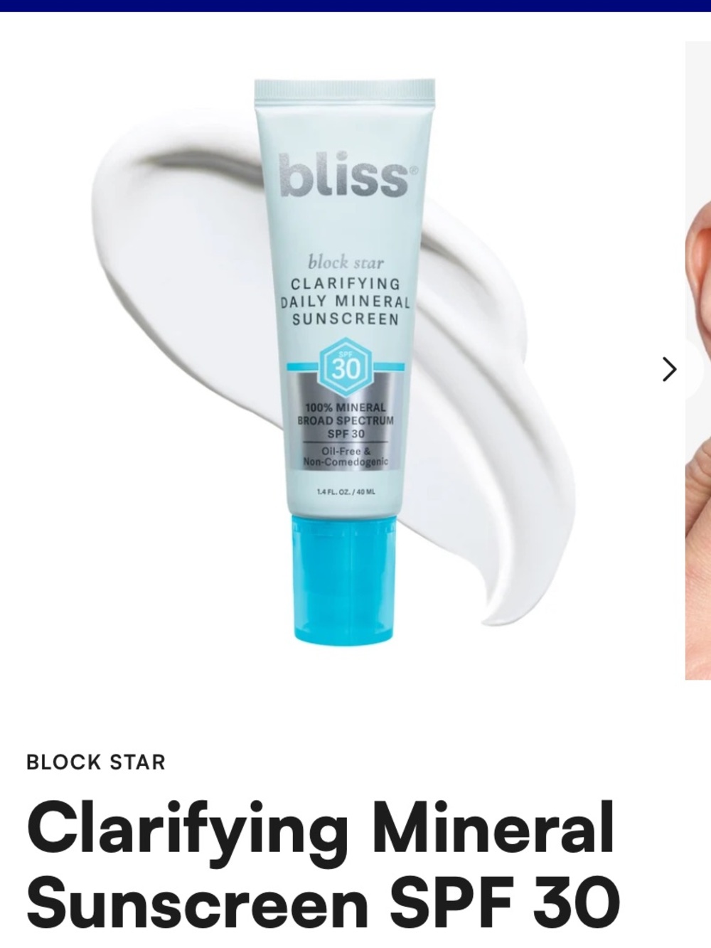 Bliss Clarifying Daily Mineral Sunscreen SPF 30 - Aqua and White
